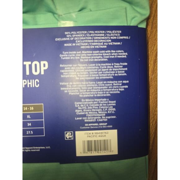 Champion Tank Top High Low Girls 14/16 Graphic Tee Sleeveless Green - Picture 4 of 5